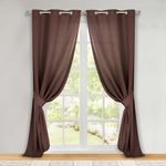 Superior Blackout Curtains, Room Darkening, Bedroom, Drapes, Kitchen, Living Room Window Accents, Sun Blocking, Thermal, 2 Pack, Solid Blackout Curtains, Set of 2, 46" x 108", Cappuccino