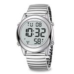 Hearkent Atomic Digital Talking Watch for Elderly Receives US Signals Automatic Time and Date Correction Big Numbers Easy to See Loud and Clear Male English Speaking