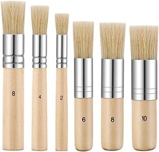 6 Pieces Wooden Stencil Brushes Pure Natural Bristle Template Paint Brushes Painting Bristle Brushes for Acrylic Oil Watercolor Art Painting Stencil Project DIY Crafts, 6 Sizes