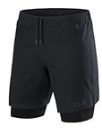 TCA Ultra 2 in 1 Compression Shorts Men Running Gym Shorts for Men with Back Zipped Pocket - Black Anthracite (Back Zip Pocket), M