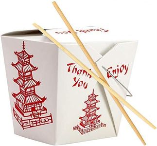 Avant Grub Food Storage Container, Greaseproof Chinese Take Out Box With Chopsticks. 25pk Large Food Containers With 50pk Sleeved and Separated Bamboo Chop Sticks, 32 Oz