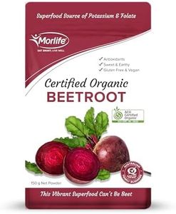 Morlife Beetroot Powder 150g, 100% Pure Certified Organic Beetroot Powder, Gluten Free, Vibrant colour and excellent taste, Free from artificial colours, flavours, preservatives and sweeteners