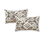 Greendale Home Fashions Rectangle Outdoor Accent Pillows, Set of Two in Coastal Ikat, Graphite