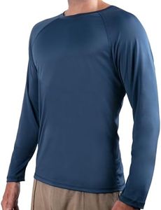 Kanu Surf Men’s Swim Shirt w/Long Sleeves – Quick-Dry, UPF 50+ Workout Rash Guard for Men Loose-Fit Design (Navy, XX-Large)