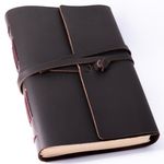 Handmade Leather Lined Journal - Genuine Leather Notebook & Daily Notepad for Men & Women with 240 Pages of Lined Rustic Paper - Gift Box Included