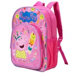 William Lamb Peppa Pig Kids Childrens Premium Backpack School Rucksack Travel Bag Boys Girls with side mesh pocket and front zipped pocket, Multicolour, 36.7cm (H), 26cm (W), 13cm (D) (02919)