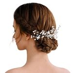 Wedding Hair Pins - Bride Pearl Crystal Leaf Hair Piece Jewelry Decorative Wedding Hair Accessories for Women