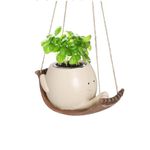 Hanging Hammock Planter Pot Swing Smile Face Planter for String of Pearls Plant Live Resin Head Flower Pots for Indoor Outdoor Plant Gift Ideas for Mother Day, Christmas-diaochuang-Chang