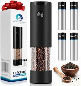 Electric Salt and Pepper Grinder, Includes 4 AAA Batteries, Upgraded Large 100ML Capacity, Automatic Battery Powered Pepper Mills with LED Light, Adjustable Coarseness, One Hand Operation