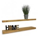 MKGT Set of 2 Rustic Handcrafted Floating Wall Shelves with Invisible Brackets - Perfect for Kitchen Decor and Storage (Rustic Pine, 70cm)