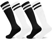 Tphon Kids Football Socks Sport Soccer Knee High Socks 4 Pairs for Boys Girls, Breathable Training Socks for 3-6 Years Children