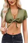 Avidlove Lingerie for Women Crop Top Tie up Shrug Cosplay Shirt Short Sleeve Bolero Cardigan