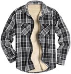 COOFANDY Fleece Lined Button Up Shirts for Men Warm Long Sleeve Flannel Jacket Coat Outwear Black X-Large