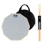 EASTROCK Practice Drum Pad, Beginners Drum Pads 11.5 Inches Double Sided Slient, Rubber Dumb Drum with Drumsticks and Storage Bag (11.5", Gray)