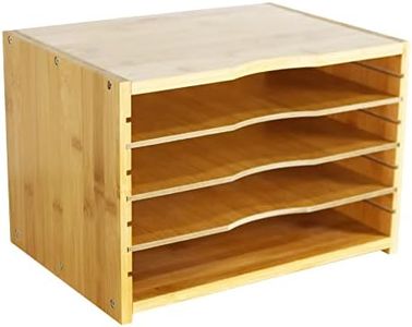 WKWKER Vassoio Per Lettere In Bambù Con 3 Ripiani Regolabili Organizzatore Per Scrivania, Vassoio Per Carta A 3 Livelli Per L'ufficio, La Casa, Lo Studio, La Conservazione Della Scrivania (Naturale)