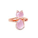 Uloveido Girls Jewellery Pink Cat Animal Design Wedding Ring Rose Gold Plated for Women with Cubic Zirconia Size O Y428