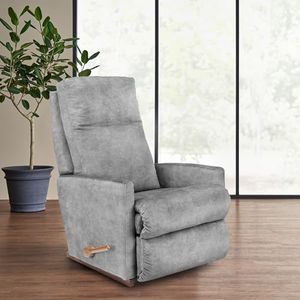 La-Z-Boy American Imported Rayna Soft Suede Fabric Single Manual Reclina Rocking Recliner | Padded 1 Seater Relaxing Chair for Home Office Living Room | Grey
