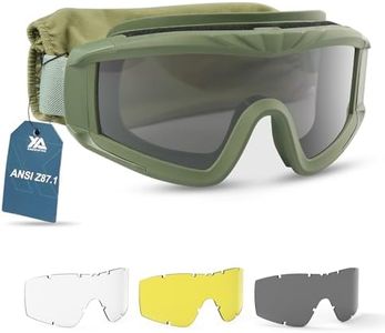 xaegistac Airsoft Goggles, Tactical Safety Goggles Anti Fog Military Eyewear with 3 Interchangable Lens for Paintball Riding Shooting Hunting Cycling (ArmyGreen)