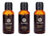 Ossoro Blueberry, Spanish Strawberry and Pineapple Mauritius Flavour Combo (Pack of 3) 30ml Each/ Glass Bottle