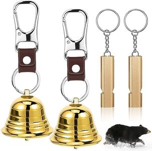 WAEKIYTL 2" Loud Bear Bells with Whistle Set for Hikers Solid Brass Emergency 3 in 1 Bear Bells with Silencer Hiking Gear for Hiking Outdoor Camping Bear Protection Products