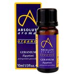 Absolute Aromas Organic Geranium Essential Oil 10ml - 100% Pure, Natural, Undiluted, Vegan and Cruelty-Free - for use in a Diffuser and Aromatherapy