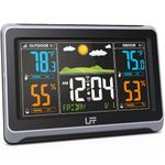 Weather Stations Wireless Indoor Outdoor, LFF Weather Station Indoor Outdoor Thermometer Wireless, Color Display Digital Weather Thermometer with Atomic Clock, Weather Forecast Station with Backlight