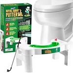 Gagster Royal Squat Putter Bathroom Stool and Toilet Golf Game Set - Funny and Useful Foldable Potty Stool Mini Golf - Toilet Time Novelty Gag Gift for Christmas, Birrthday, Golf dads, White Elephant