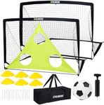 6x4 ft Kids Soccer Goals for Backyard Set of 2- Portable Pop Up Soccer Net for Backyard for Kids Toddler Youth, Soccer Training Equipment+ Soccer Goal Target, Ball and Cones, Outdoor Soccer Games