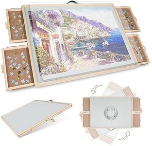 Planche de Puzzle 2 en 1 inclinable et rotative pour Adultes - Bureau de Puzzle en Bois avec 4 tiroirs