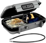 AMIR Portable Lock Box, 4 Digit Combination Lockbox, Waterproof Anti-Theft Mini Security Case with Removable Chain, Portable Beach Safe Box for Travel, Beach,Office,Hotel,Cars