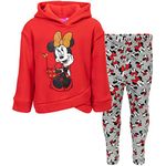 Disney Minnie Mouse Baby Girls 2-Piece Fleece Ruffle Hoodie & Legging Set, Red 18M