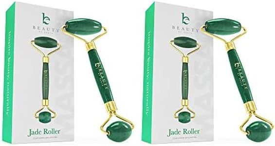 Jade Roller for Face - Smoothes Fine Lines & Wrinkles, Face Massager Skin Care Tools with Small Eye Roller for Puffy Eyes, De-Puffing & Firming Facial Tool, Self Care Gifts for Women