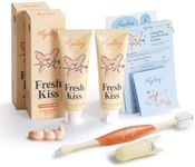 FlyDog Fresh Kiss Enzymatic Dog Toothpaste Kit - Vet Approved Organic Fomula with Coconut Oil, Tartar Remover for Dogs & Cats, 2 Tubes Pack with Toothbrushing Calendar & Brush Guide, Peanut Butter