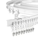 Bendable Ceiling Curtain Track for Bay Window, 16FT/4.87M (Approx 5M) Flexible Curved Curtain Rail Ceiling Wall Mount Heavy Duty Plastic Curtain Rails Track System for Bed Room Divider