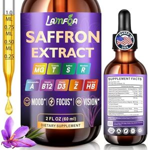 Saffron Extract for Anxiety Relief & Calm Mood Support | 88.5mg Saffron Supplement | Stress Relief, Brain & Vision Support | Vegan, Non-GMO, Alcohol-Free Tincture, Based in USA - 2 Oz