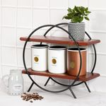 GOFURNISIA ® Kitchen Organizer Wooden Storage Rack | Solid Teak Wood Premium Circular 2 Shelf Countertop Spice Rack/Oil/Bar Rack | 1 Year Warranty | Diy | Handcrafted In India - (Mahogany)