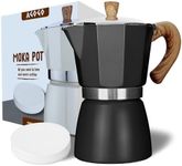 AGOGO Milano Moka pot, Stovetop Espresso maker, Greca Coffee Maker, Stovetop coffee maker and espresso maker percolator With Paper Filter 6 Cup Black