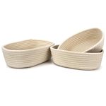 Spesh Cotton Rope Woven Oval Organisers for Shelves, Set of 3 Small Woven Storage Boxes, Rope Storage Baskets for Desktop Drawer Closet Living Room(White)