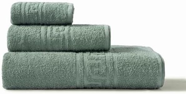 runico Juego de 3 Toallas 100% algodón - Suaves y absorbentes - Toallas de baño - Toallas para la Cara y el Lavabo - Made in Italy-Verde