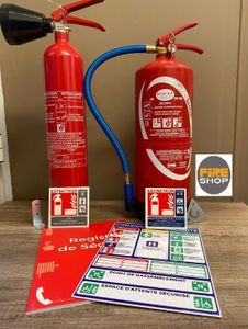 Kit lot extincteurs CE Co2 kg + Eau 6 litres additif + registre + 2 Panneaux