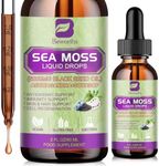 Sea Moss Liquid Drop - Black Seed Oil & Irish Sea Moss Gel with Ashwagandha, Soursop Bitters, Burdock Root, Bladderwrack, Elderberry, 6X Stronger Seamoss Raw Gel for Immunity Booster, Digestive Health