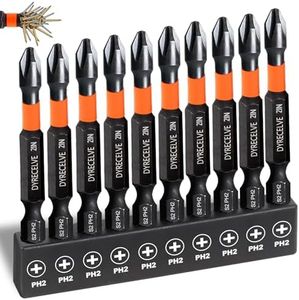 10-Pack Phillips Bits #2 Impact Magnetic 2 Phillips Bits- PH2 Bits Premium S2 Alloy Steel Phillips Head Drill Bits- Phillips Screwdriver Bits (2-Inch Long Phillips Bit Set) 1/4 Hex Shank Screw Bits