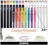 Zebra Pen Creative Essentials Clicking Set, Includes 8 Markers, 8 Colored Pencils and 8 Sarasa Clip Retractable Gel Pens, Assorted Ink Colors, 24-Pack, 76124
