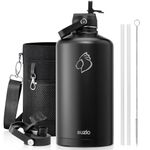 BUZIO Insulated Gallon Water Bottle with Straw Lid, 128oz Water Jug Stainless Steel Double Wall Hydro Jug 18/8 Food Grade Thermo Mug Keep Cold 48H & Hot 24H