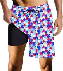 Bikini Mens Swim Trunks with Compression Liner Quick Dry Zipper Pocket Bathing Suit for Beach Summer Xx-Large