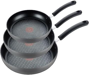 T-fal Ultimate Hard Anodized Nonstick Fry Pan Set 3 Piece, 8, 10.25, 12 Inch, Oven Broiler Safe 400F, Lid Safe 350F, Cookware, Pots and Pans Set Non Stick, Frying Pans, Skillets, Dishwasher Safe Black