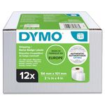 DYMO Authentic LabelWriter Large Shipping Labels/Name Badges | 54mm x 101mm | 12 Rolls of 220 (2,640 Easy-Peel Labels) | Self-Adhesive | for LabelWriter Label Makers