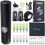 Dragonhawk Tattoo Kit X3 Wireless Tattoo Machine Pen Tattoo Gun with 1500mAh Battery Cartridge Needles Included, Complete Kit for Beginners