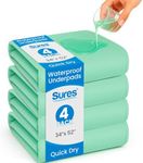 Sures Washable, Waterproof Bed Pad & Mattress Protector for Incontinence (34" x 52" - 4 Pack) - Reusable Bed Pad for Adults & Elderly - Bed Wetting Protection Mattress Pad - Underpad Bedwetting Sheet