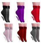 DIGITAL SHOPEE Women 6 Pair Thumb Thermal Socks Winter Velvet Pile Lined Socks Thick Slipper Socks